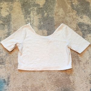 White Floral Crop Top Shirt